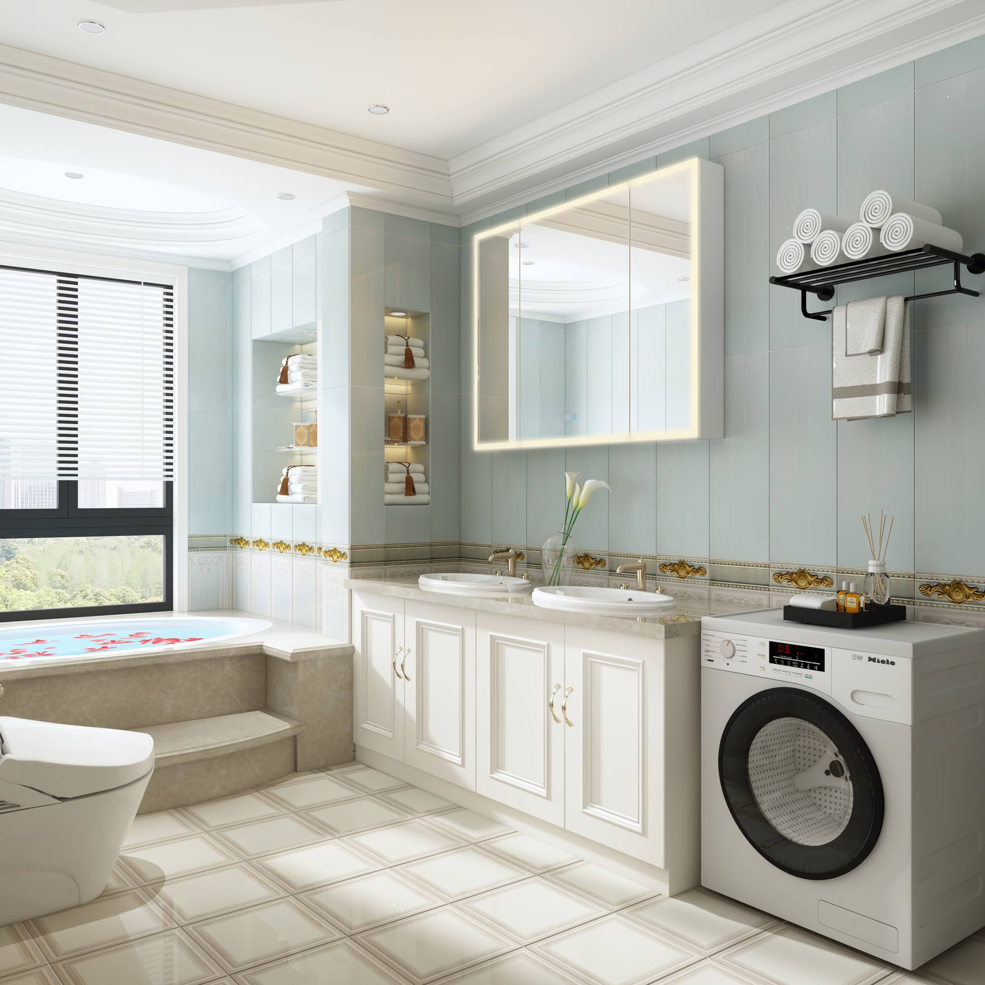 Alt View 8. Famapy - Famapy LED Smart Bathroom Mirror Cabinet with Defogger & Touch Control - White.