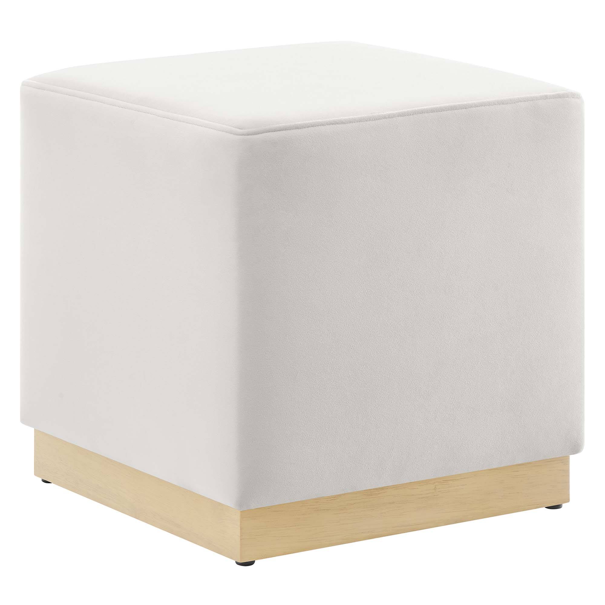 Angle. Modway - Tilden 17" Square Performance Velvet Upholstered Ottoman by Modway - Alabaster Natural.
