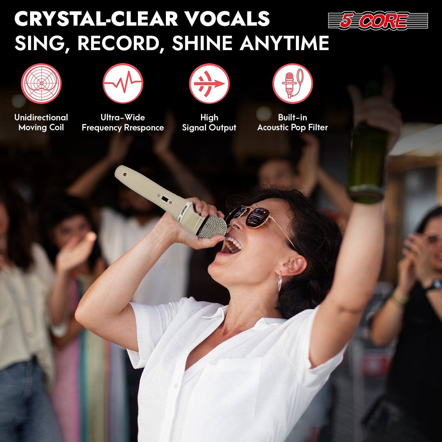 CRYSTAL-CLEAR VOCALS: SING, RECORD, SHINE ANYTIME

- Unidirectional Ultra-Wide High Moving Coil Frequency Response
- Signal Output
- Built-in Acoustic Pop Filter