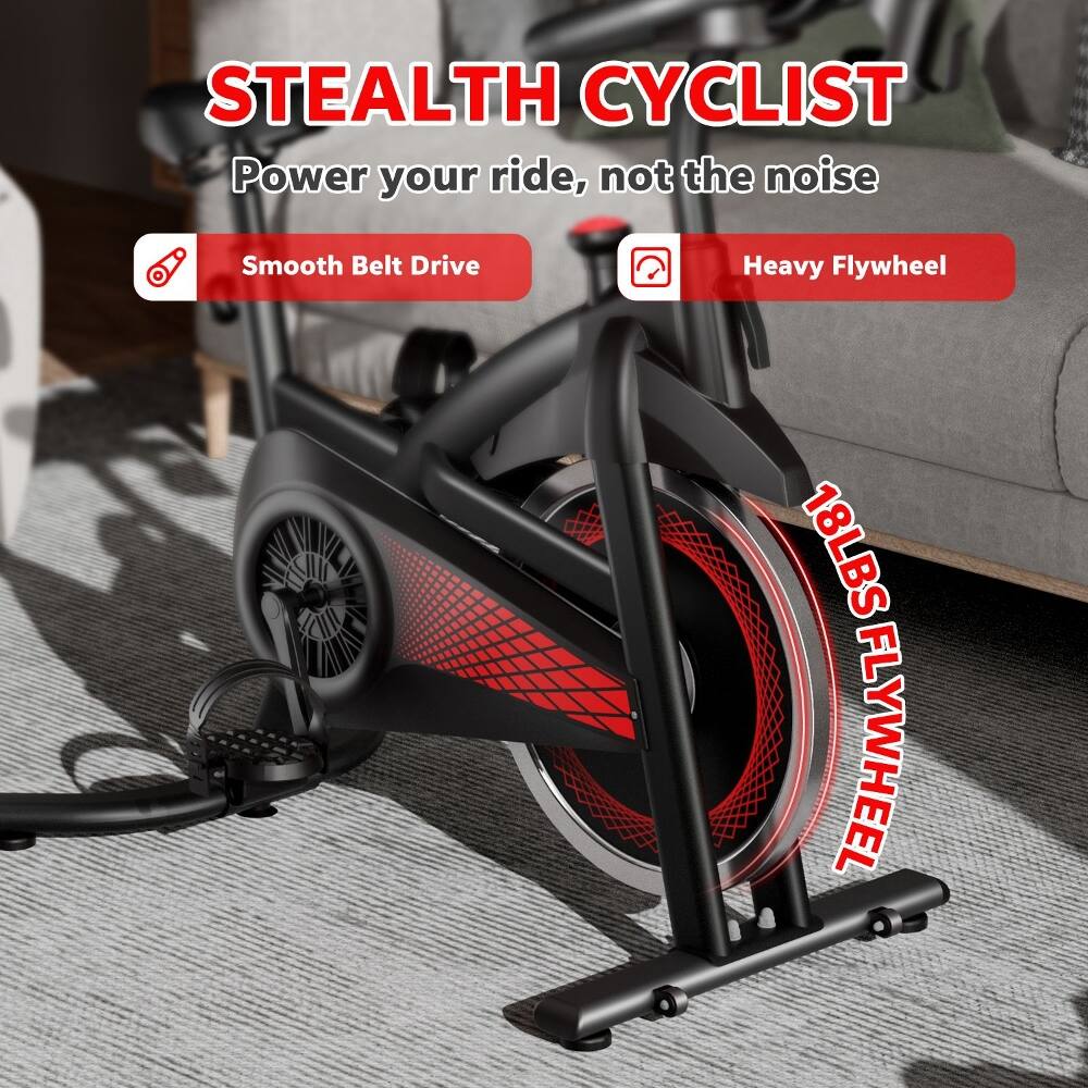 STEALTH CYCLIST  
Power your ride, not the noise  
Smooth Belt Drive  
Heavy Flywheel  
18LBS FLYWHEEL