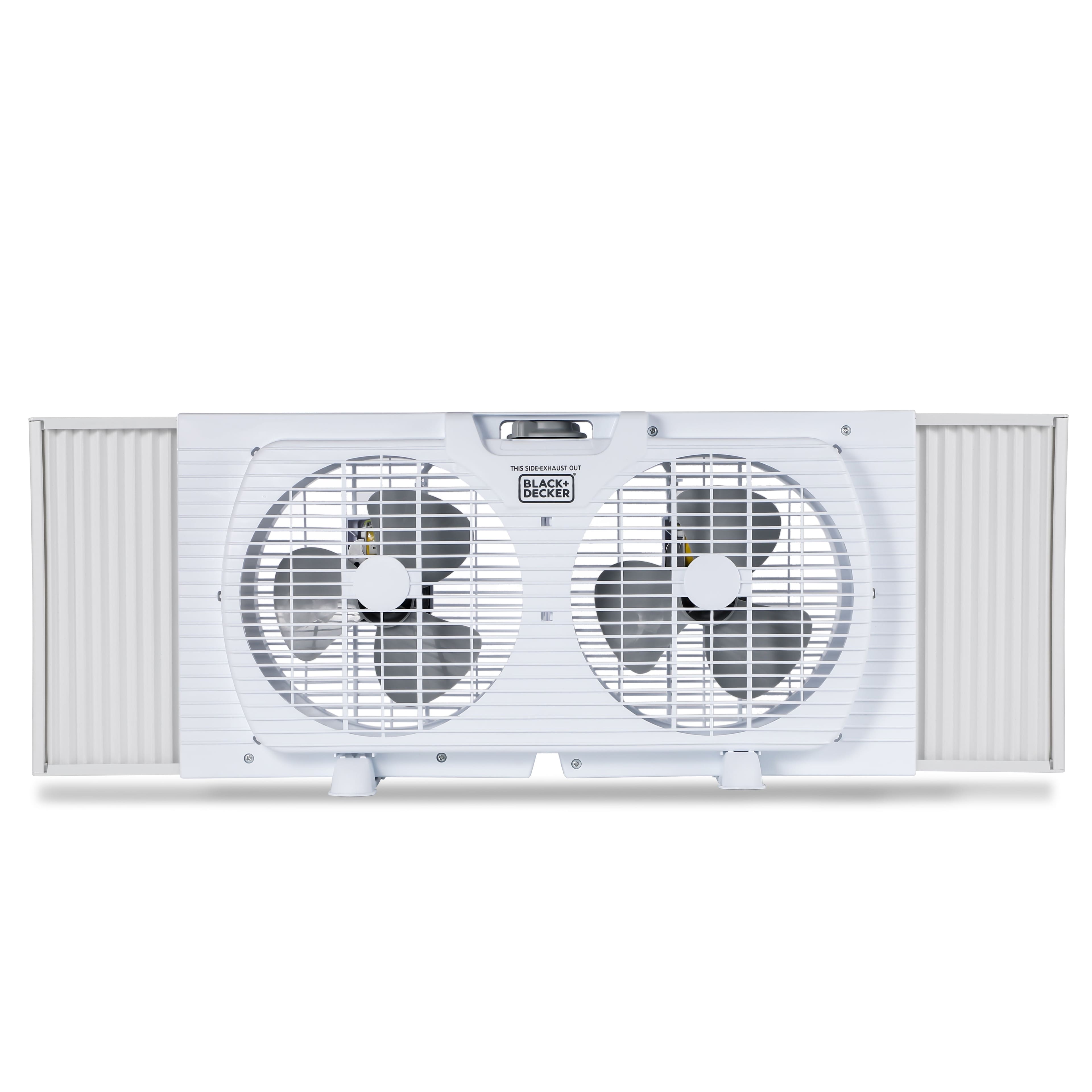 Black+Decker - 9 inch Dual Window Fan for Window Screen with 2 Speed Settings - White