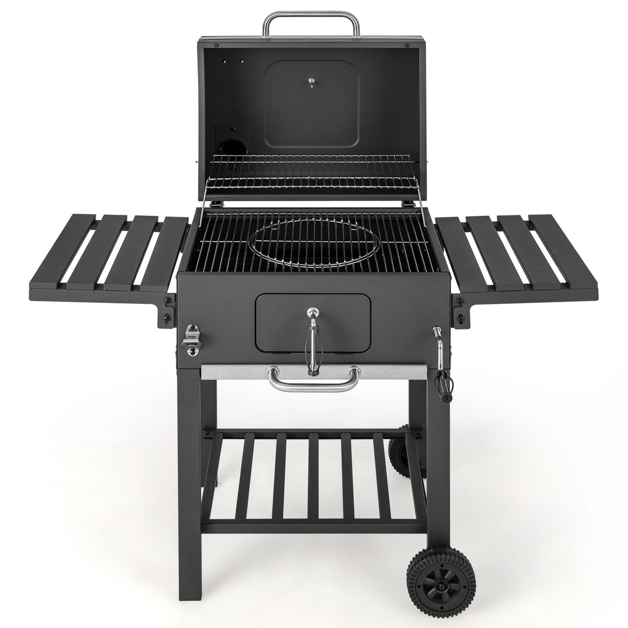 Alt View 9. Costway - Outdoor Charcoal Grill 391 sq.in. Cooking Area 2 Foldable Side Table BBQ Camping - Black.