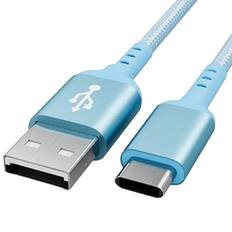 Front. Sanoxy - 1m/ 3ft USB 2.0 A Male to C Male Braided Cable 480M 3A, Blue - Blue.