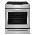 KitchenAid - 30 in. Wide 4 elements 6.4 cu. ft. Slide-In Electric Induction Convection Range with Air Fry - Stainless Steel