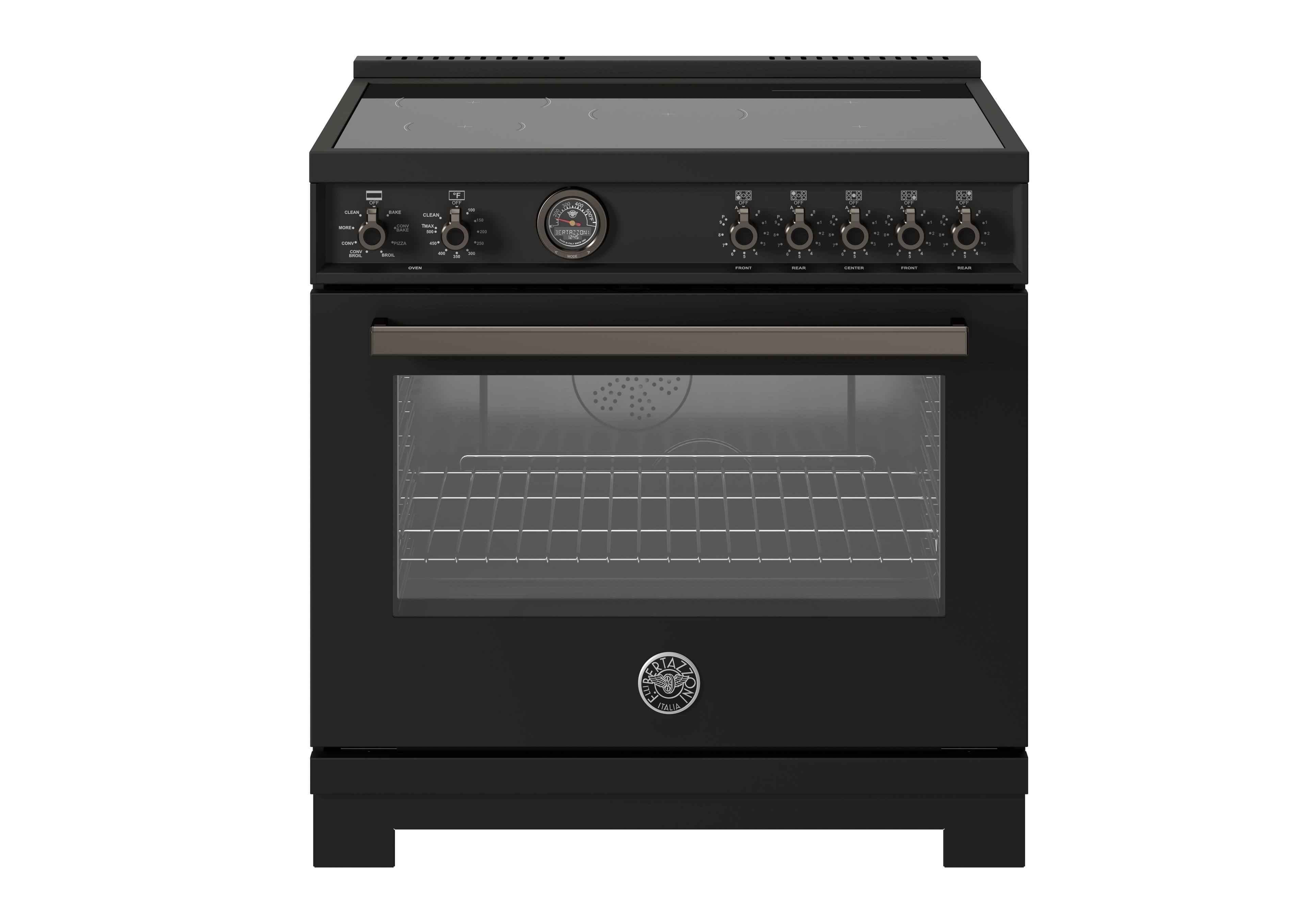 Bertazzoni - 36" Professional Series range - Electric self clean oven - 5 induction zones - Carbonio