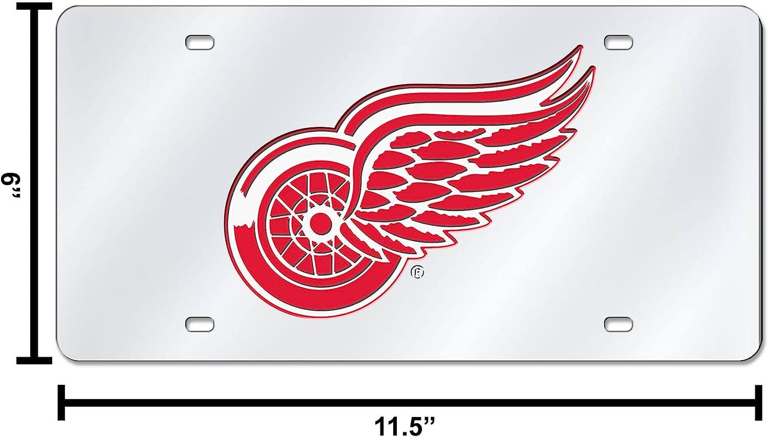 Alt View 3. Rico Industries - Detroit Red Wings NHL Logo Mirror Look LASER License Plate - Multi.