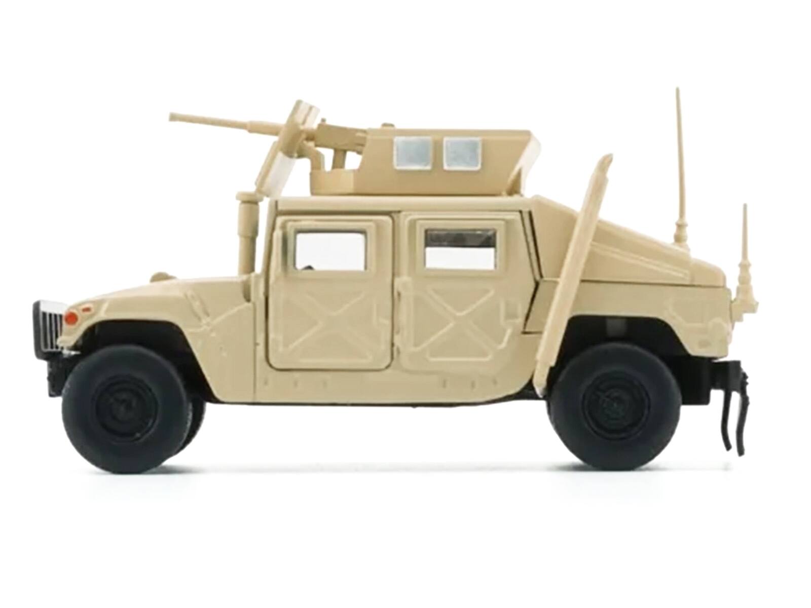 Left. BM Creations - HUMVEE 4-CT Military Vehicle Desert Tan with Alternative Tops 1/64 Diecast Model Car by BM Creations - Tan.