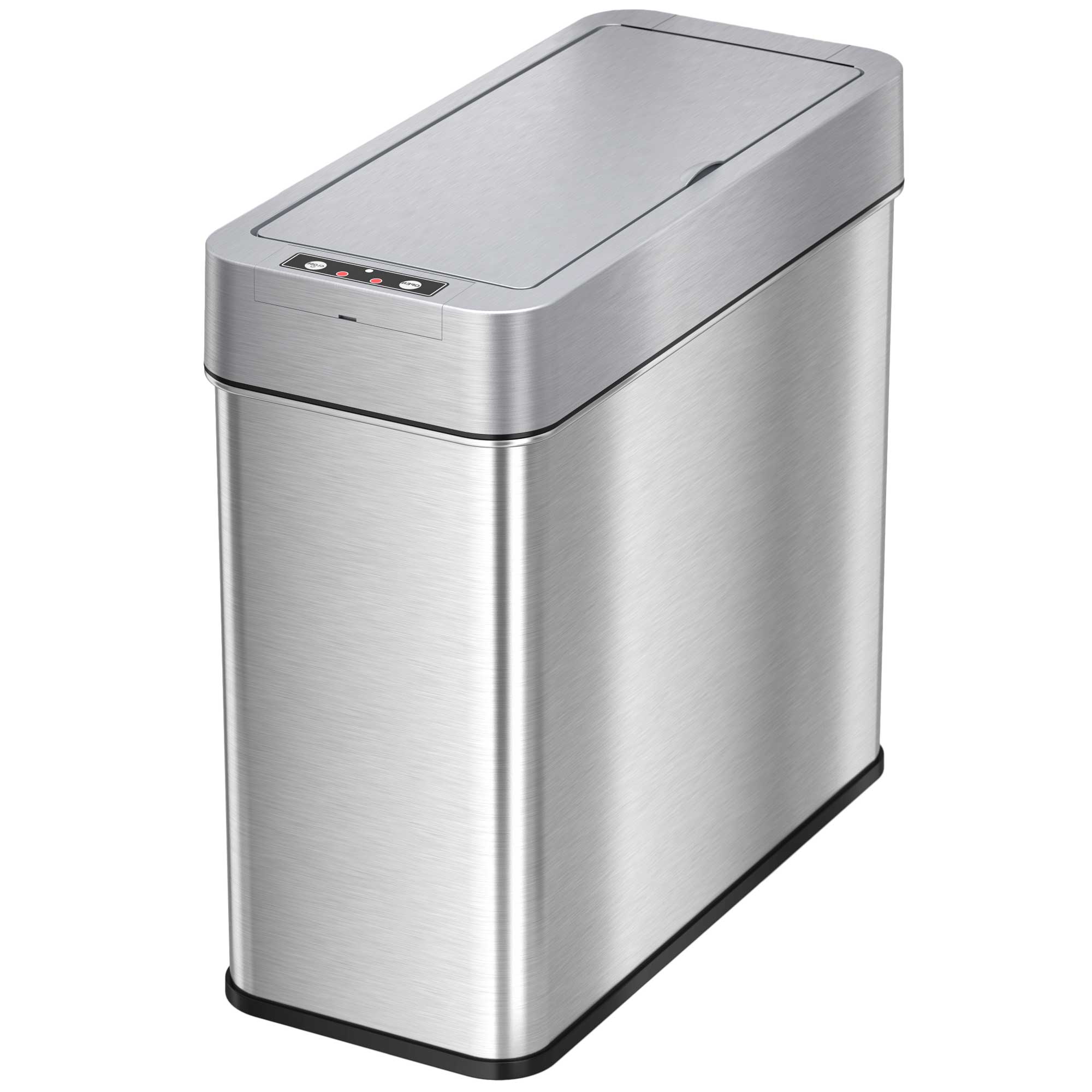 iTouchless - 4 Gallon Slim Stainless Steel Sensor Bathroom Trash Can with AbsorbX Odor Filter - Silver