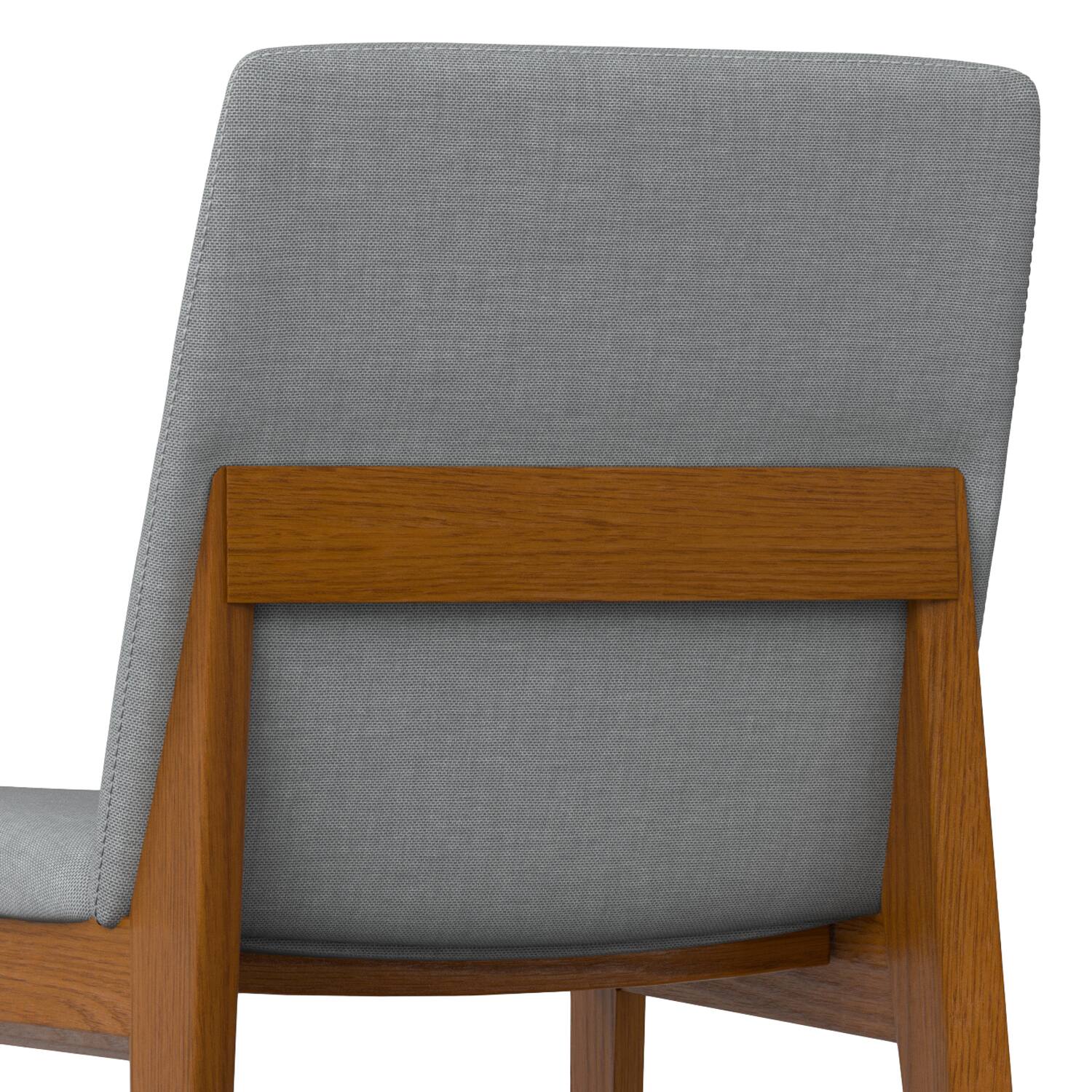 Alt View 7. Simpli Home - Selena Dining Chair (Set of 2) in Light Grey Linen Look Fabric - Light Grey.