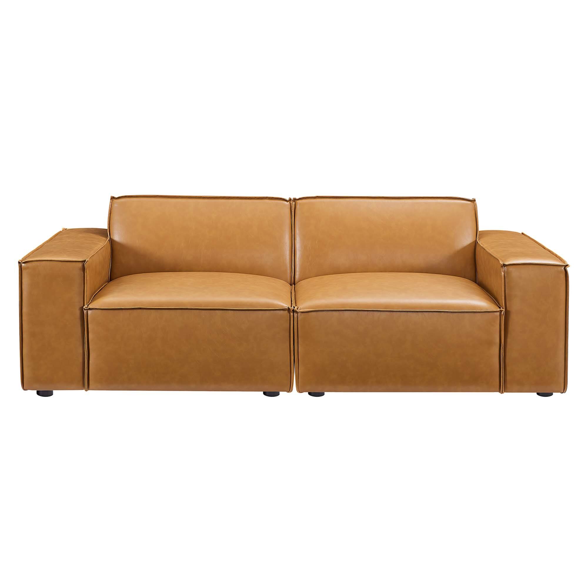Angle. Modway - Restore Vegan Leather Loveseat by Modway - Tan.