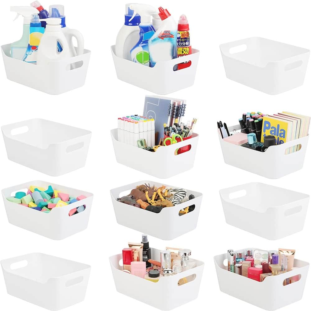 RTMB - Multipurpose White Organizer Bins for Cabinets, Pantries, Drawers, Closets