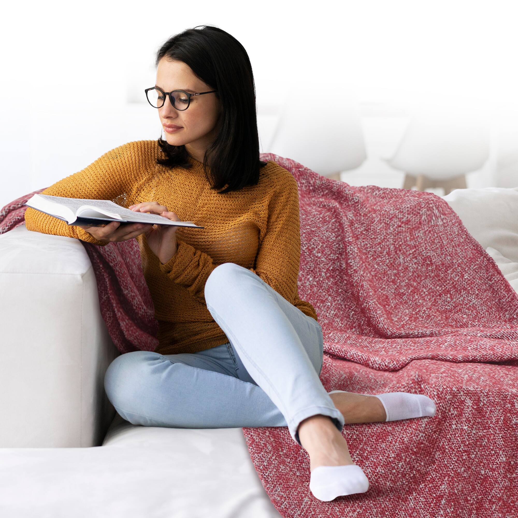 Back. Cheer Collection - Cheer Collection Ultra Soft Knit Throw Blanket with Fringe Edges Lightweight and Cozy 50 x 60 Inches - Burgundy.
