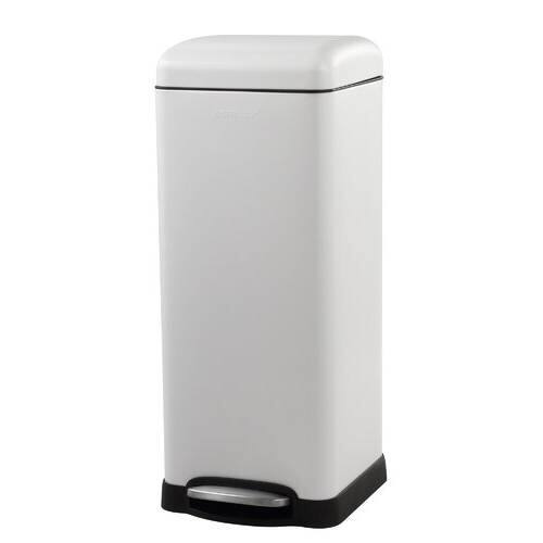 Hivvago - 8-Gallon Retro Stainless Steel Step-On Trash Can - White Finish
