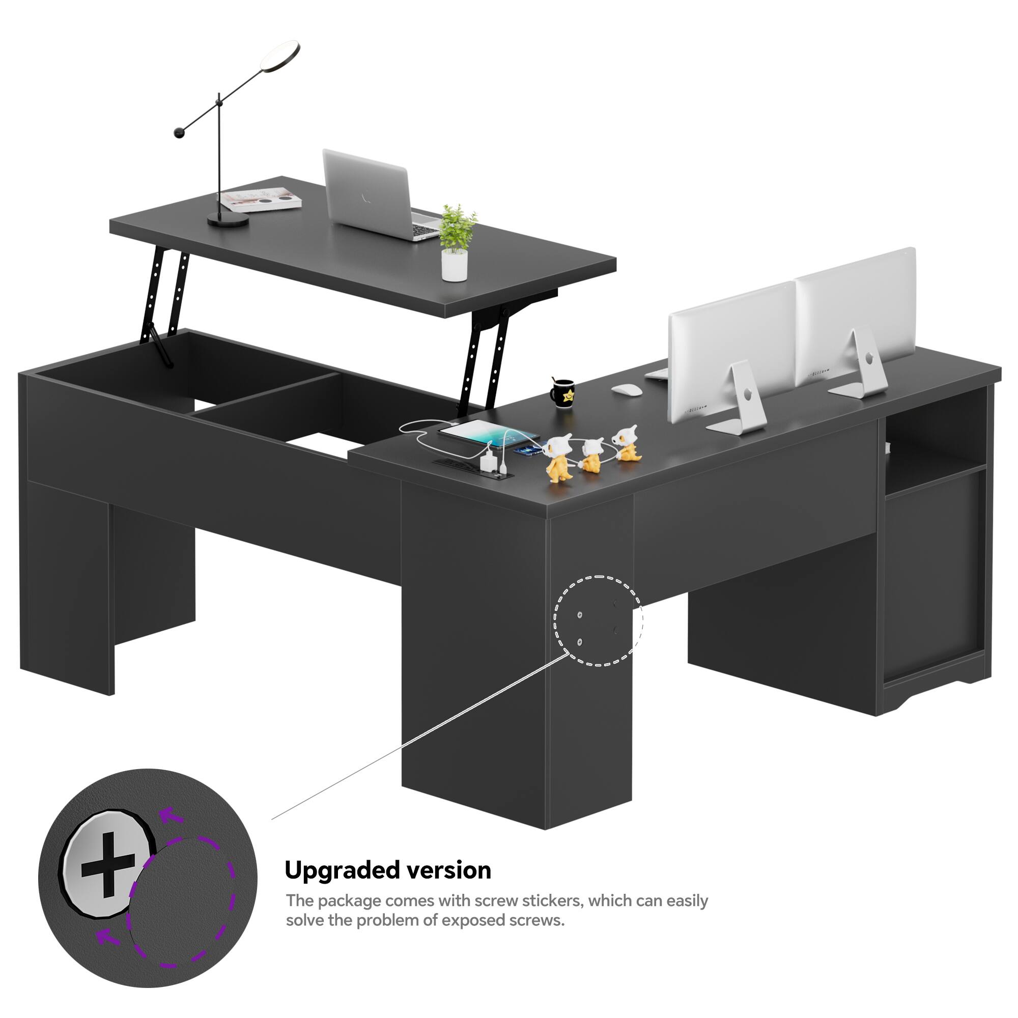 Upgraded version  
The package comes with screw stickers, which can easily solve the problem of exposed screws.