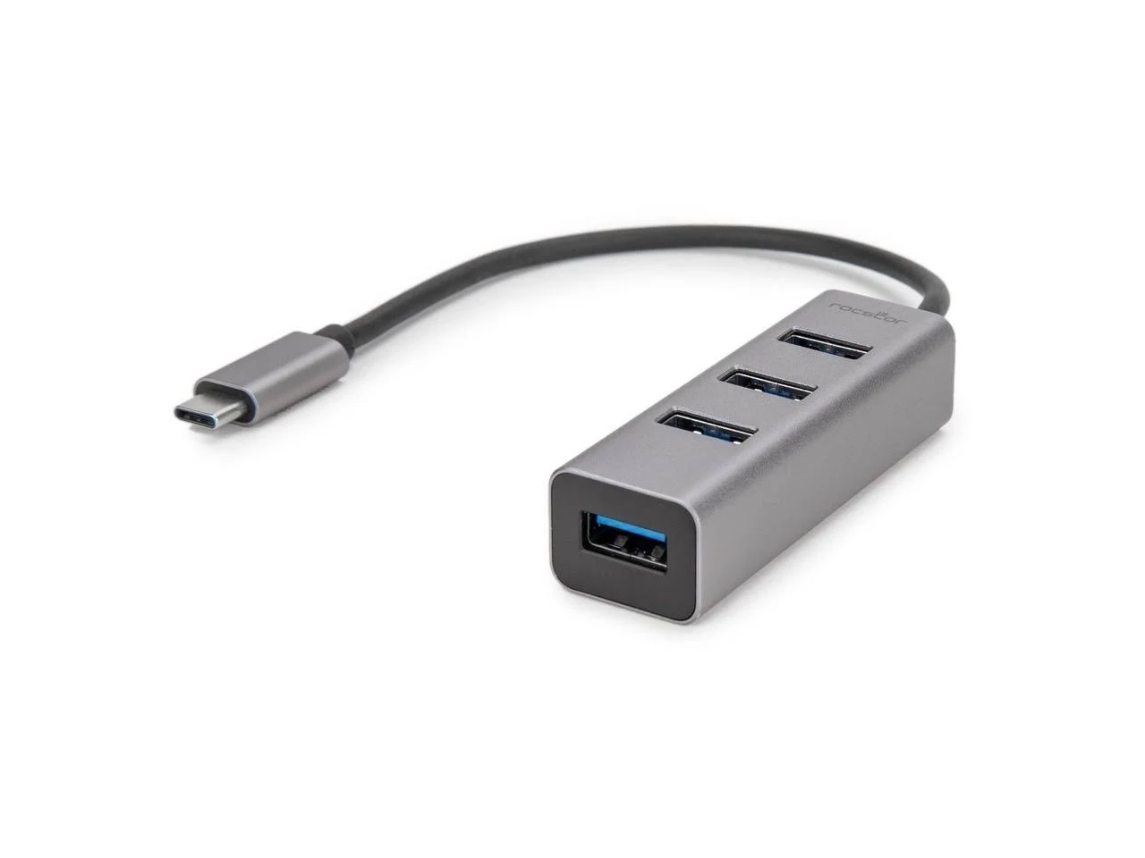 Alt View 1. Rocstor - Rocstor Premium Portable 4 Port Aluminum Hub - USB-C to 4x USB-A Hub - USB 3.0 Hub Y10A228-A1 - Unknown.