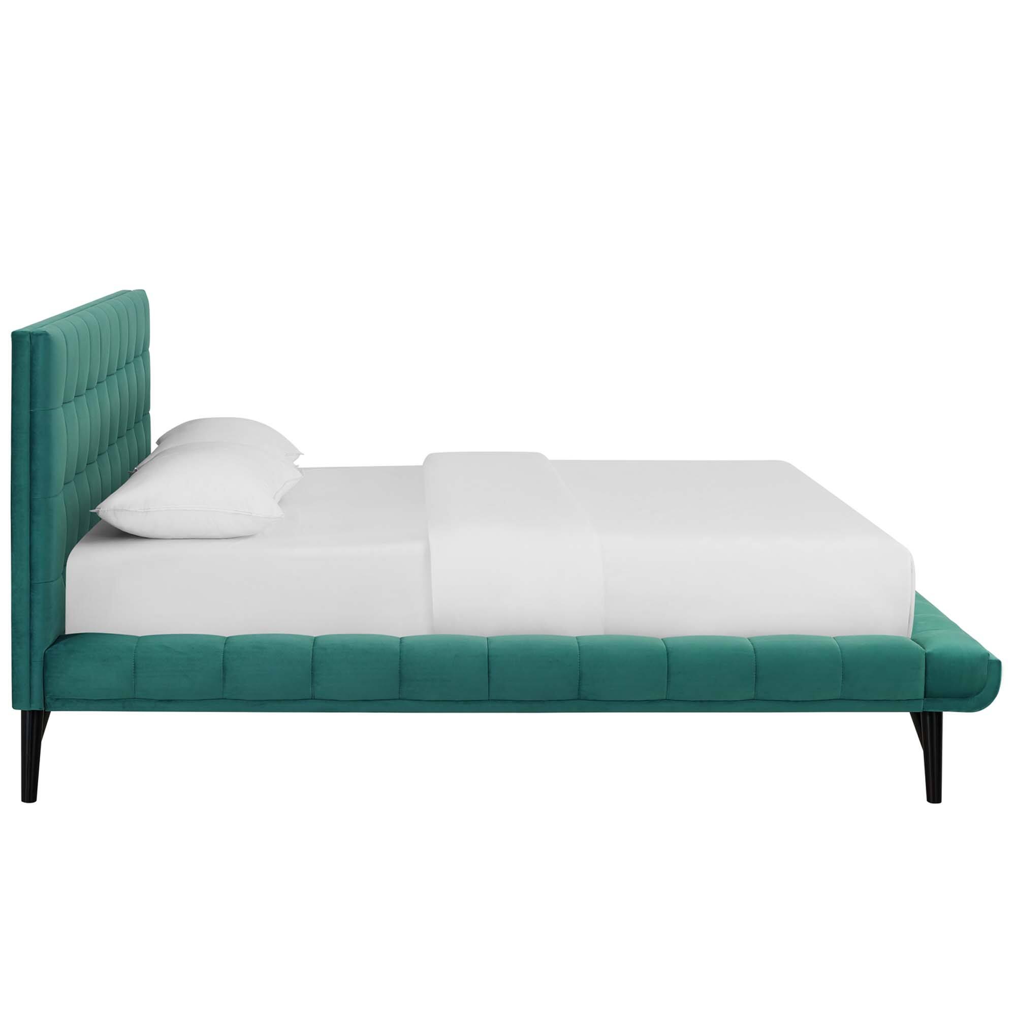 Back. Modway - Sutton Performance Velvet Queen Bed Frame - Blue.