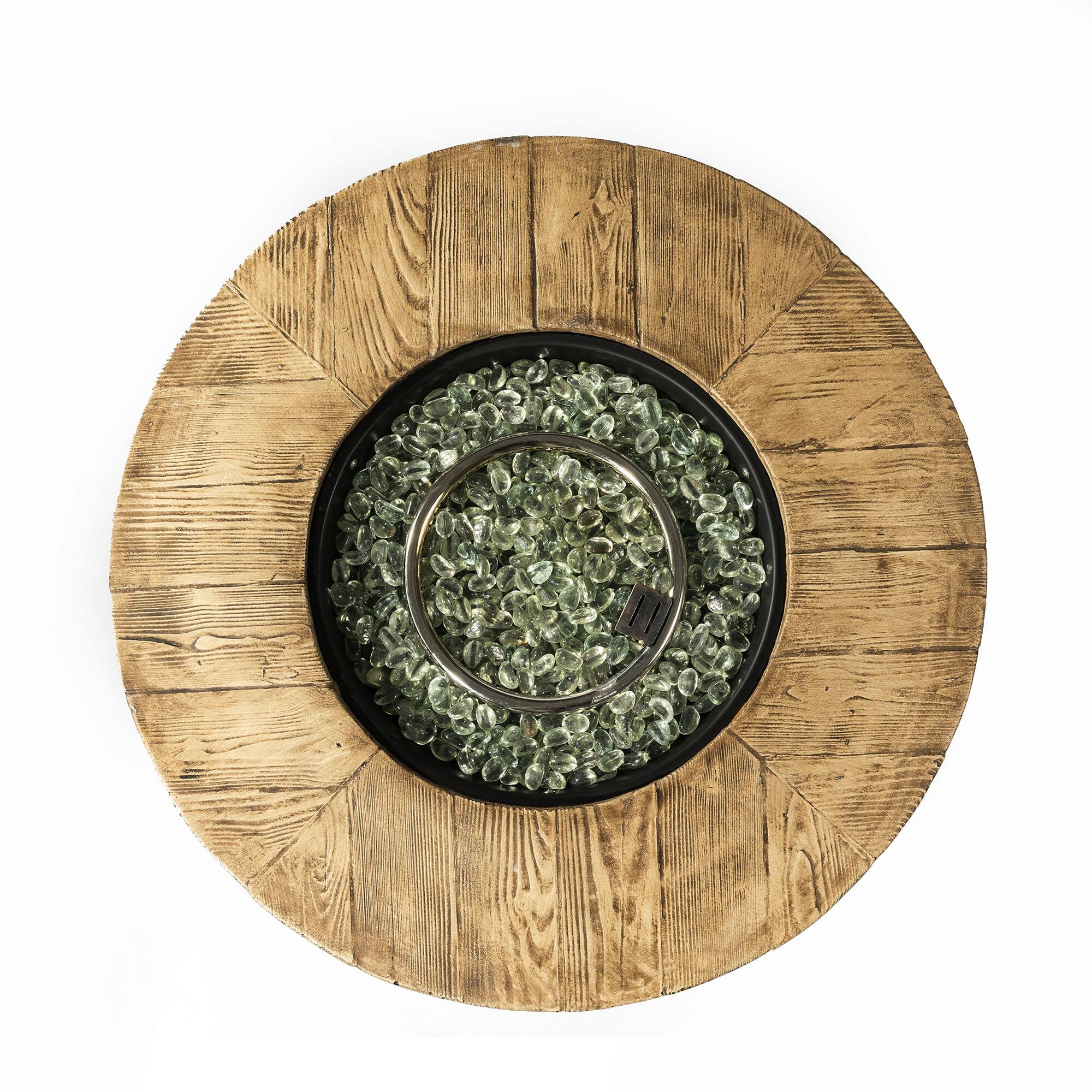 Alt View 2. Aukfa - 30" Propane Gas Fire Pit Table - 50000 BTU Round Steel with Wood Grain Finish for Patio & Backyard.