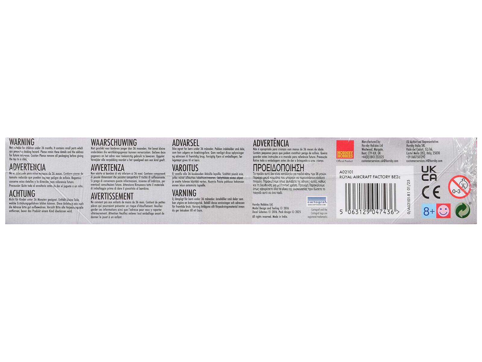WARNING  
WAARSCHUWING  
ADVARSEL  
ADVERTENCIA  
AVVERTENZA  
VAROITUS  
ПРЕДУПРЕЖДЕНИЕ  
ACHTUNG  
AVERTISSEMENT  

This product is not suitable for children under 36 months. It contains small parts which could be a choking hazard.  
Please remove all packaging before giving to a child.  

No es adecuado para niños menores de 36 meses. Contiene piezas pequeñas que pueden ser un peligro de asfixia.  
Retire toda la embalaje antes de darlo a un niño.  

Niet geschikt voor kinderen jonger dan 36 maanden. Het bevat kleine delen die een smoorgevaar kunnen vormen.  
Verwijder alle verpakking voordat u het kind geeft.  

Non è adatto ai bambini sotto i 36 mesi. Contiene componenti che possono rappresentare un pericolo di soffocamento.  
Attenzione: Rimuovere l'intera imballaggio prima di darlo a un bambino.  

Ne pas convenir pour les enfants de moins de