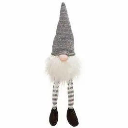 BreeBe - *Dangle Leg Grey Hat Santa Gnome - Gray