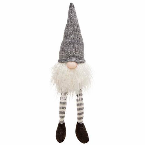 Front. BreeBe - *Dangle Leg Grey Hat Santa Gnome - Gray.
