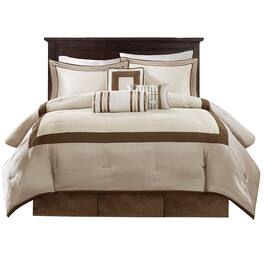 Gracie Mills - Elsie Transitional Colorblock 7-Piece Comforter Set - Taupe/Brown