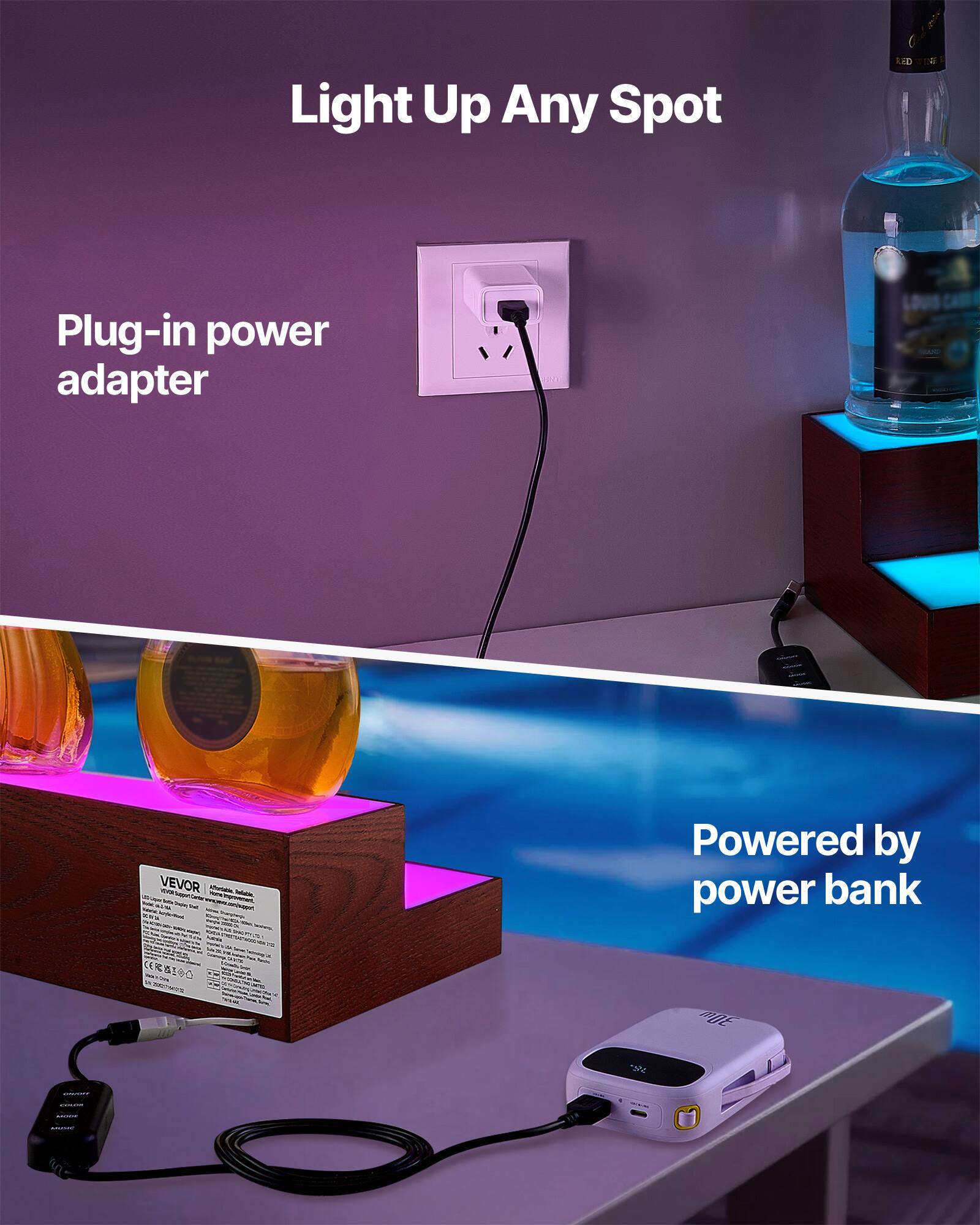 Light Up Any Spot

Plug-in power adapter

Powered by power bank