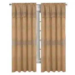 RT Designers Collection - Debbie Macrame Construction 3" Rod Pocket Curtain Panel 54" x 84" - Gold/gold