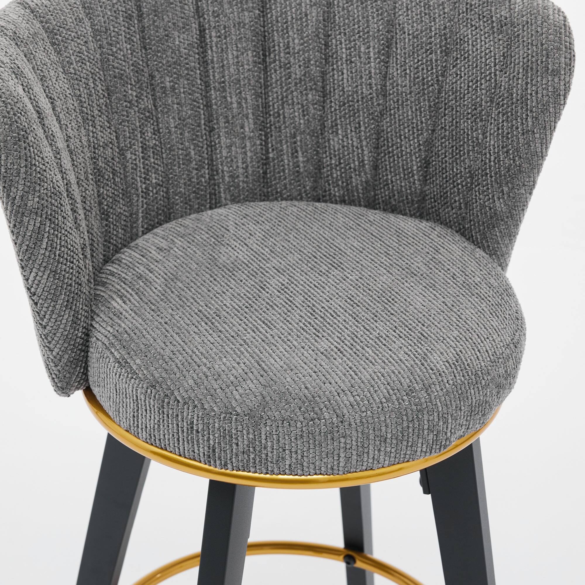 Alt View 5. GOODSILO - Modern Swivel Counter Height Bar Stools Set of 2 with Upholstered Backs and Metal Legs - Gray.