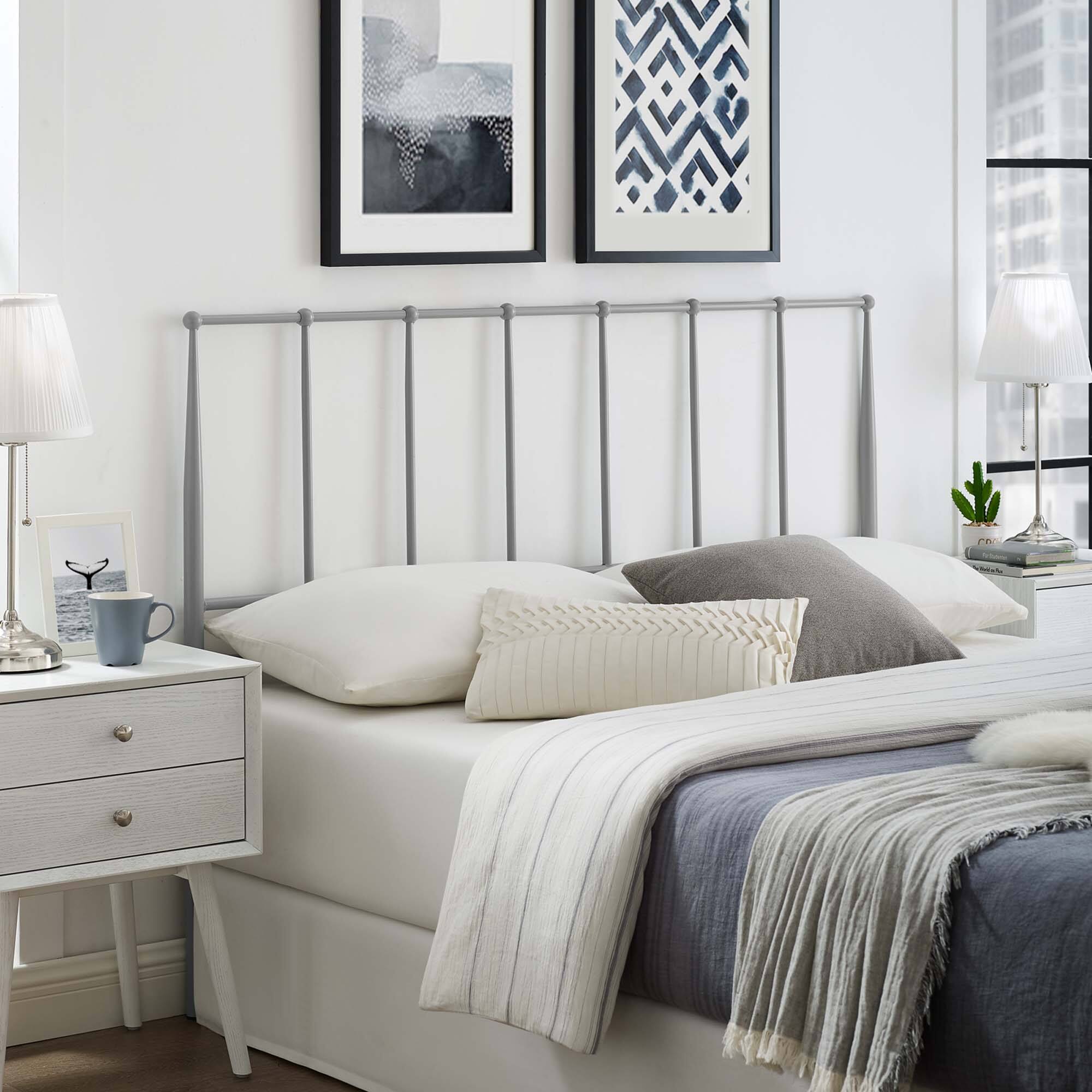 Back. Modway - Kiana Metal Stainless Steel Full Headboard by Modway - Gray.