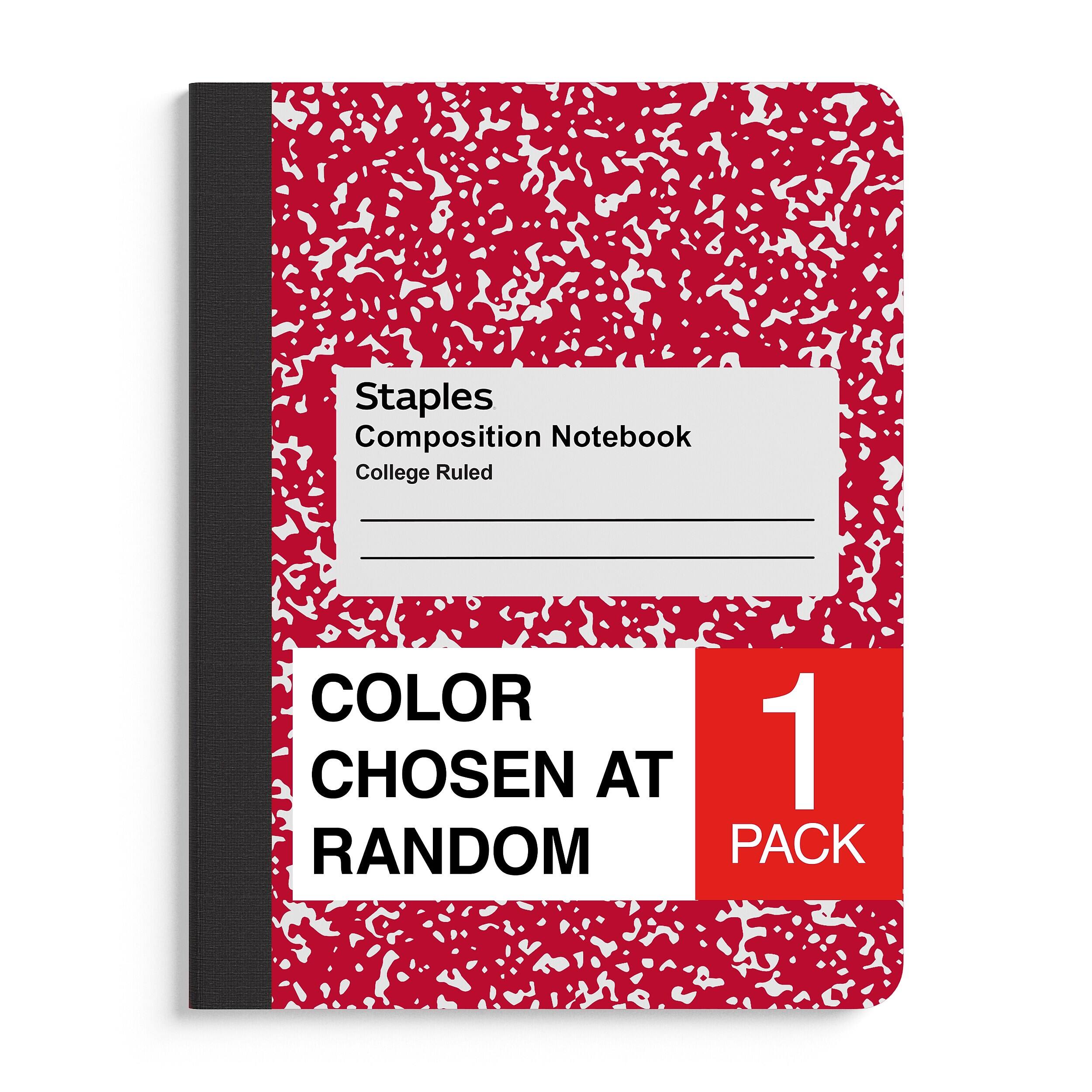 Staples Composition Notebook College Ruled

COLOR CHOSEN AT RANDOM PACK