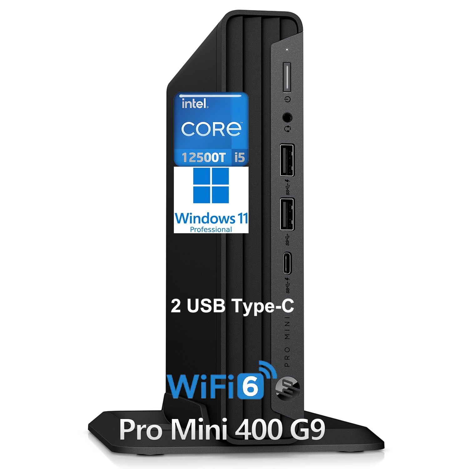 intel CORE i5 12500T  
Windows 11 Professional  
2 USB Type-C  
WiFi 6  
Pro Mini 400 G9