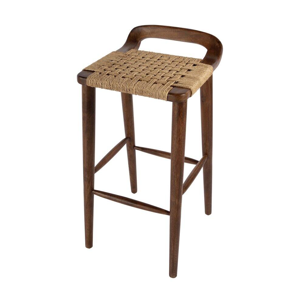 Alt View 2. Butler Specialty - Luna 30 in. Seat Height Wood and Jute Woven Low Back Counter Stool - Brown.
