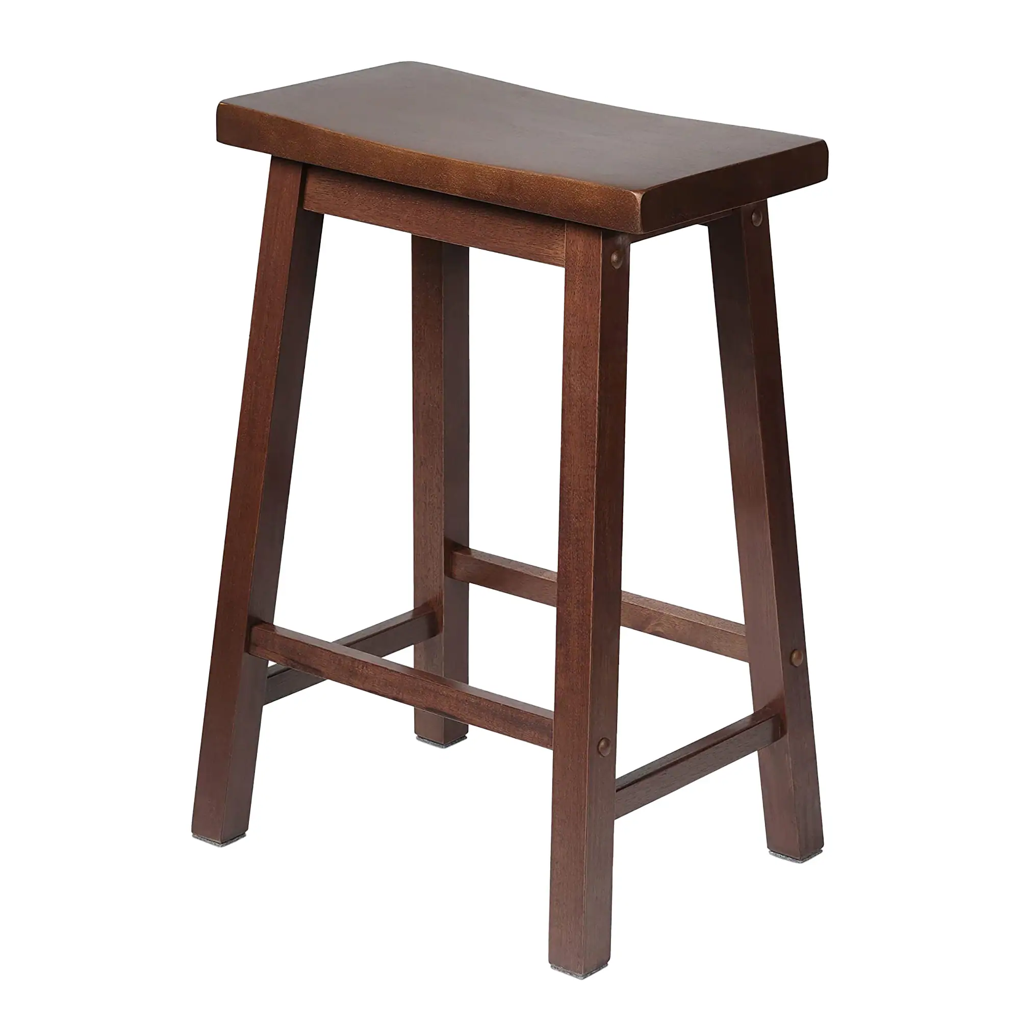 Alt View 10. PJ Wood - PJ Wood Classic Saddle Seat 24 Inch Kitchen Bar Counter Stool, Walnut (2 Pack) - Walnut.