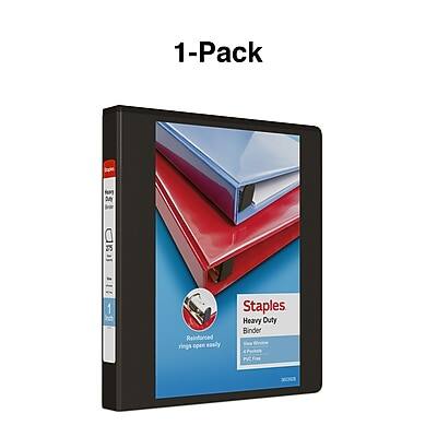 1-Pack  
Staples Heavy Duty Binder  
Reinforced Rings  
Heavy-Duty  
PVC  
3" Rings  
100 Sheets