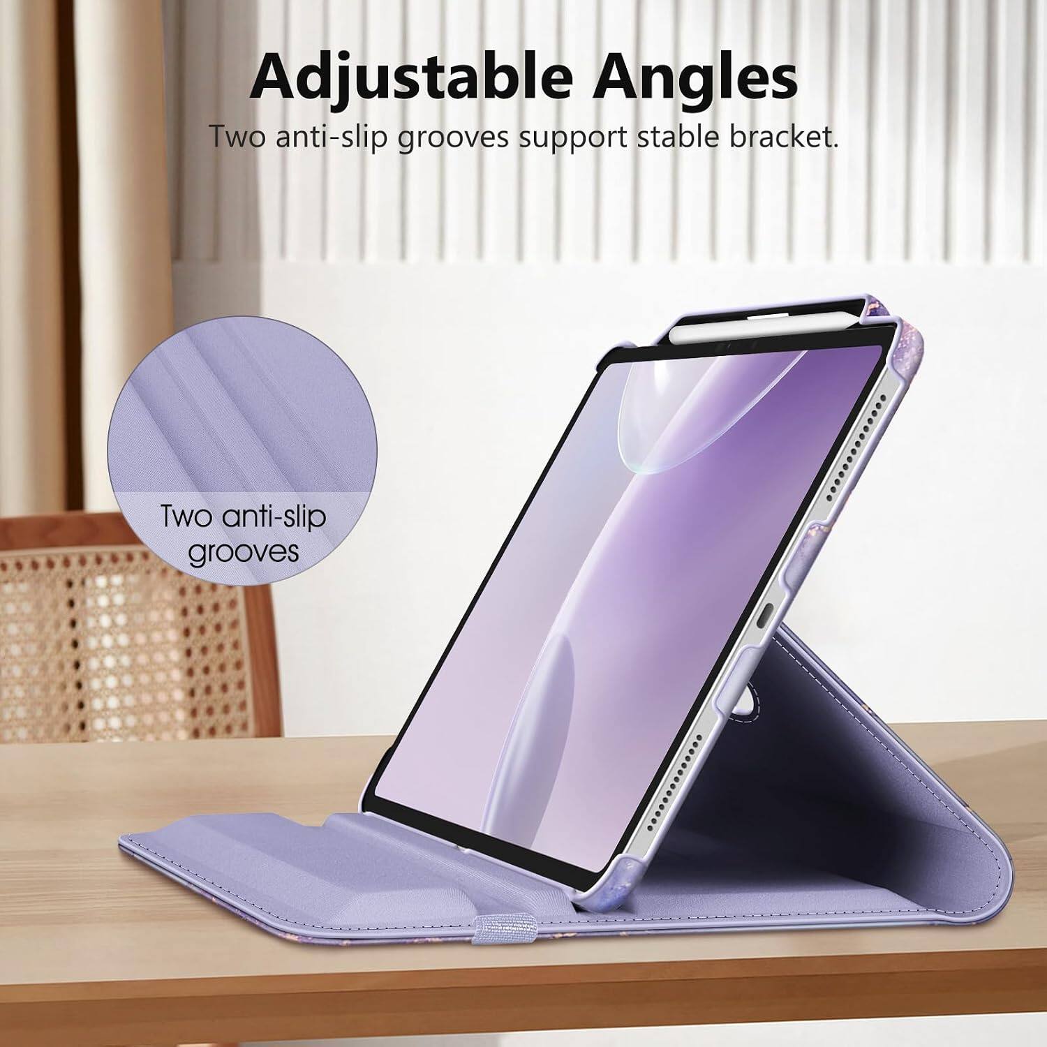 Adjustable Angles  
Two anti-slip grooves support stable bracket.  
Two anti-slip grooves