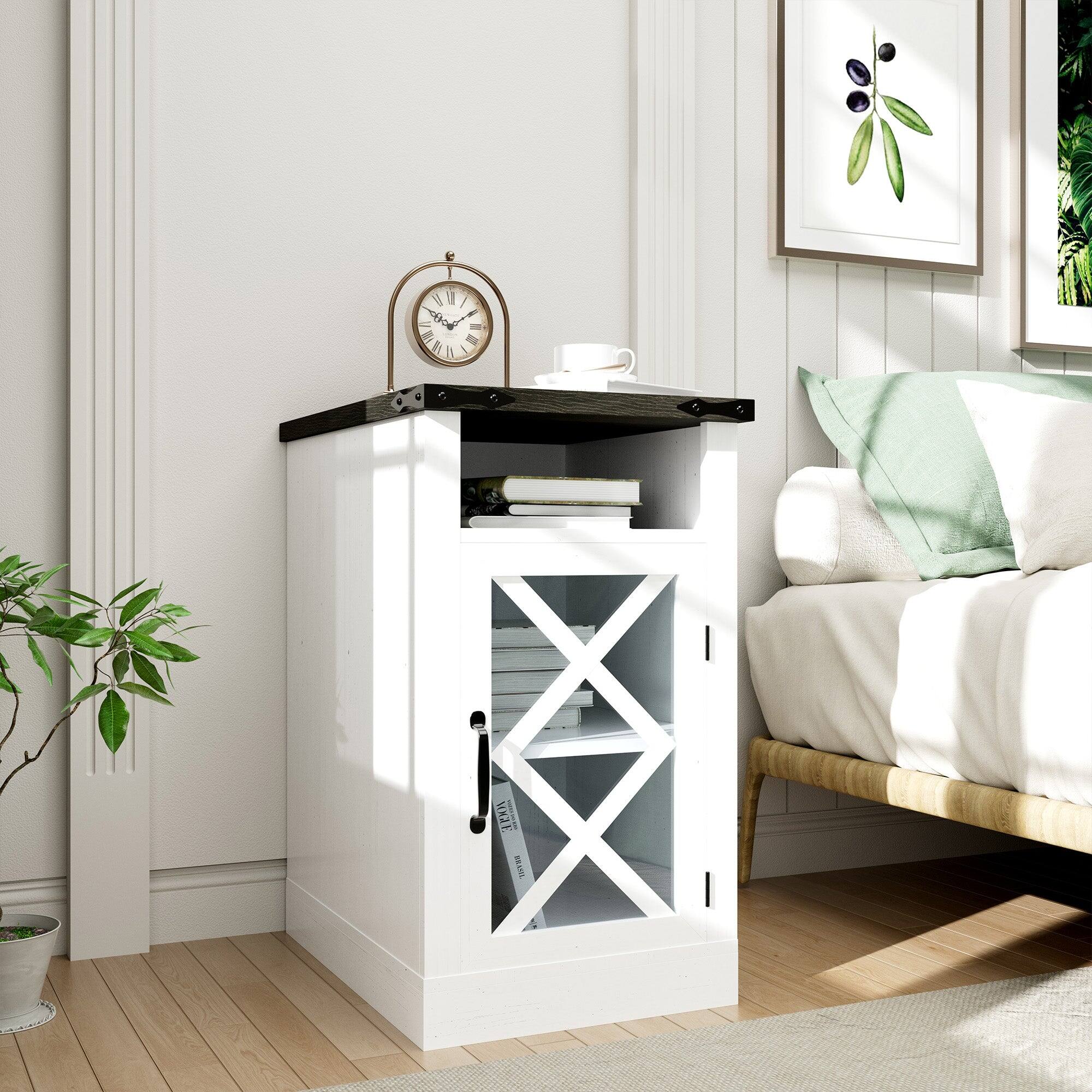 Alt View 2. Boyel Living - White 25.71 in. H Storage Cabinet with Adjustable Shelf - Black+White.