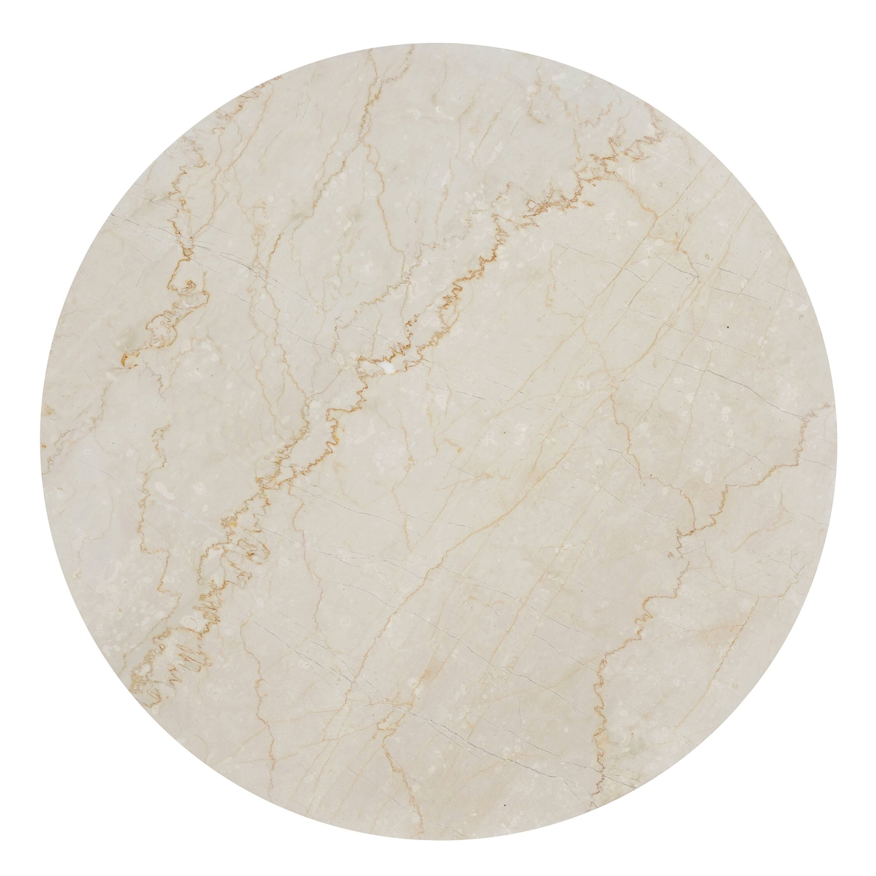 Back. Manhattan Lane - Kali Coffee Table, 27" Natural Round Marble Tabletop, Mango Wood Sculptural Base - Brown, White.