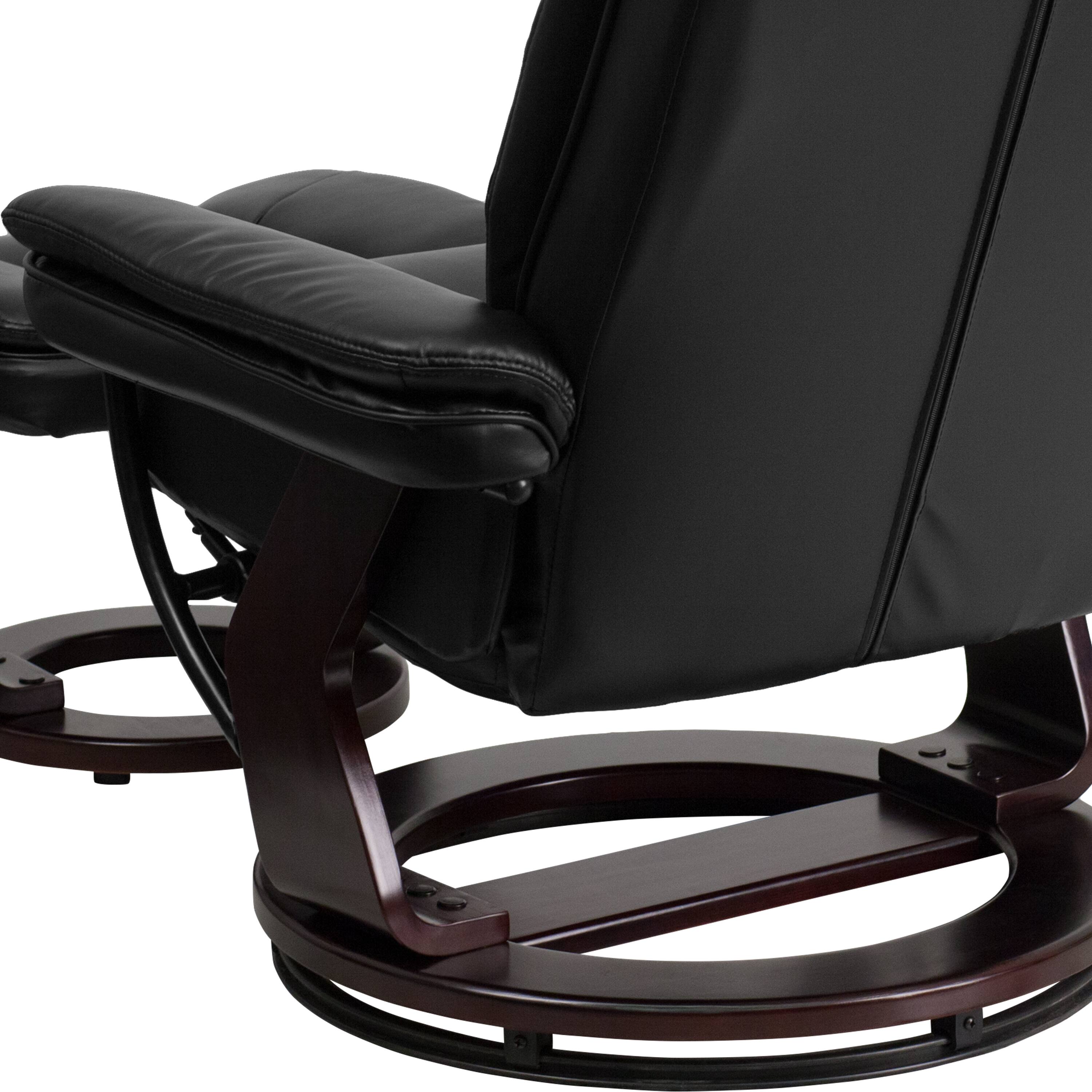 Alt View 9. Emma + Oliver - Multi-Position Stitched Recliner & Ottoman with Swivel Base - Black.