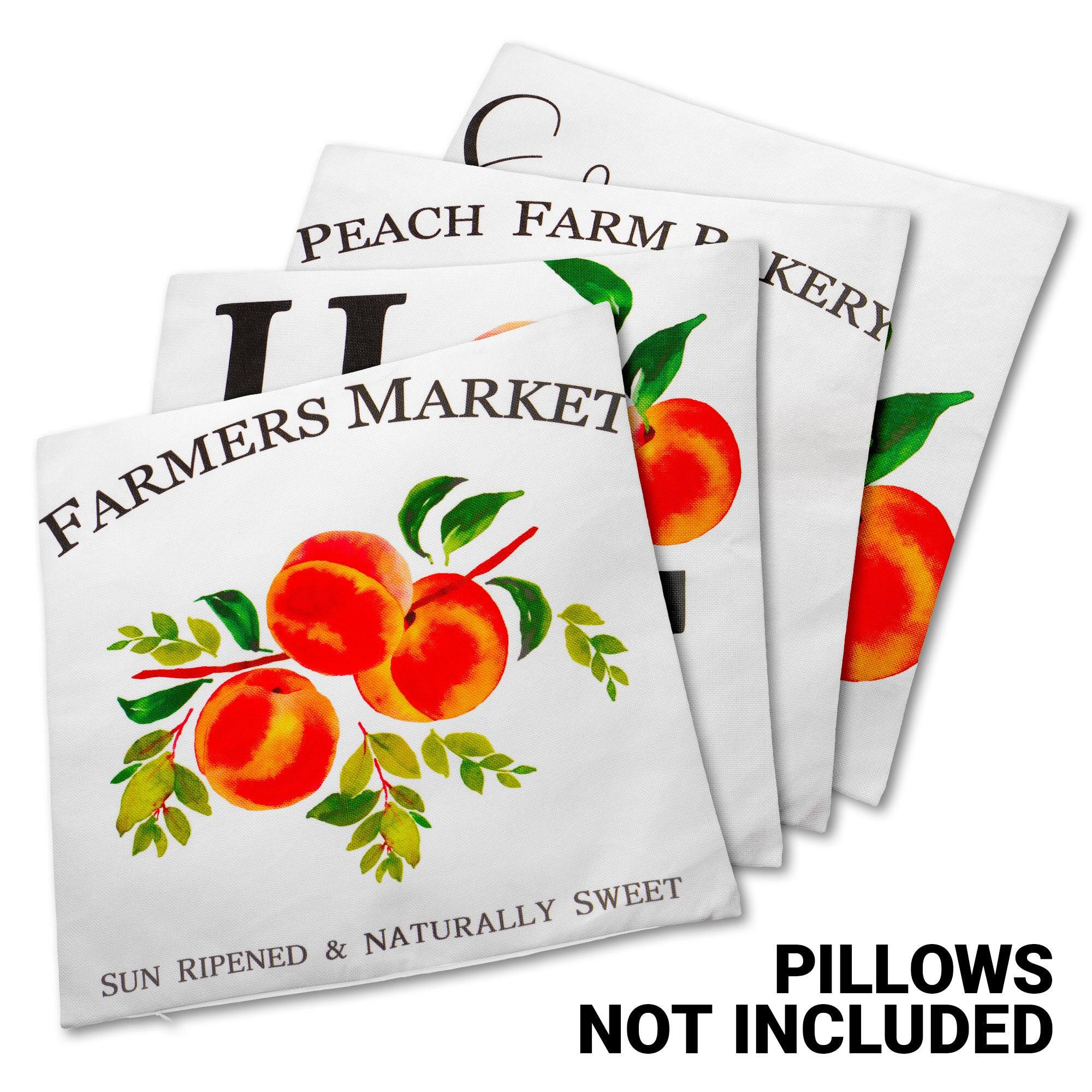 PEACH FARM DIV KERY MARKET  
FARMERS MARKET  
SUN RIPENED & NATURALLY SWEET  

PILLOWS NOT INCLUDED