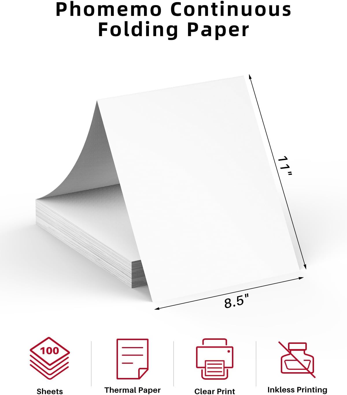 Phomemo Continuous Folding Paper

11" x 8.5"

100 Sheets

Thermal Paper

Clear Print

Inkless Printing