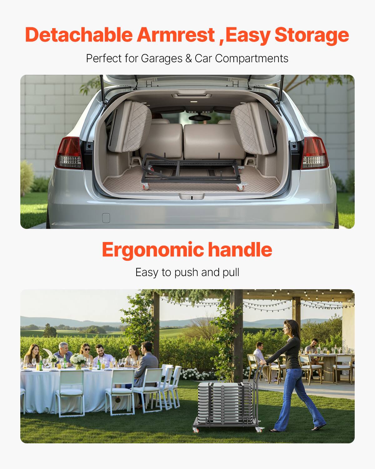 Detachable Armrest, Easy Storage Perfect for Garages & Car Compartments

Ergonomic handle
Easy to push and pull