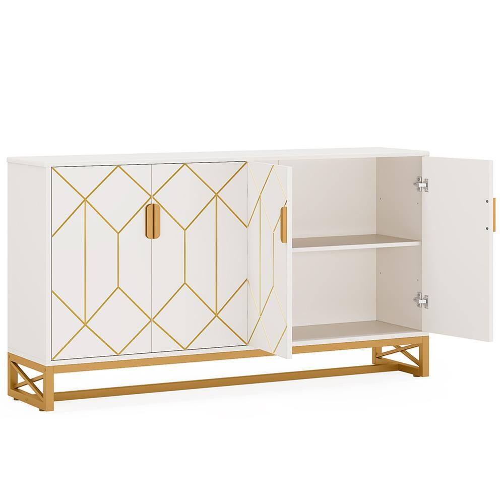Angle. Kadyn - Kadyn Sideboard Buffet Cabinet,Kitchen Storage Cabinet,59" Modern Kitchen Storage Cabinet with Doors,White - White.