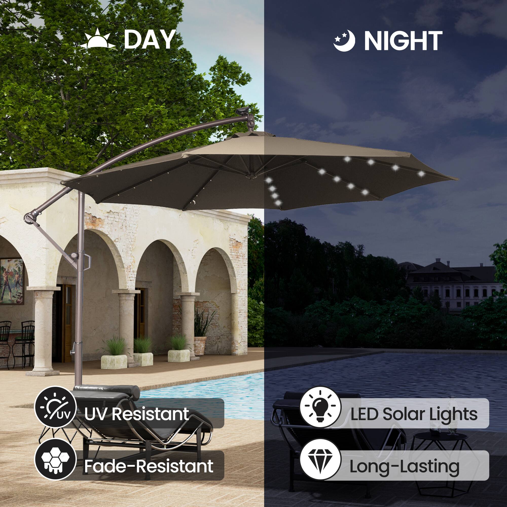 DAY NIGHT  
UV Resistant  
Fade-Resistant  
LED Solar Lights  
Long-Lasting