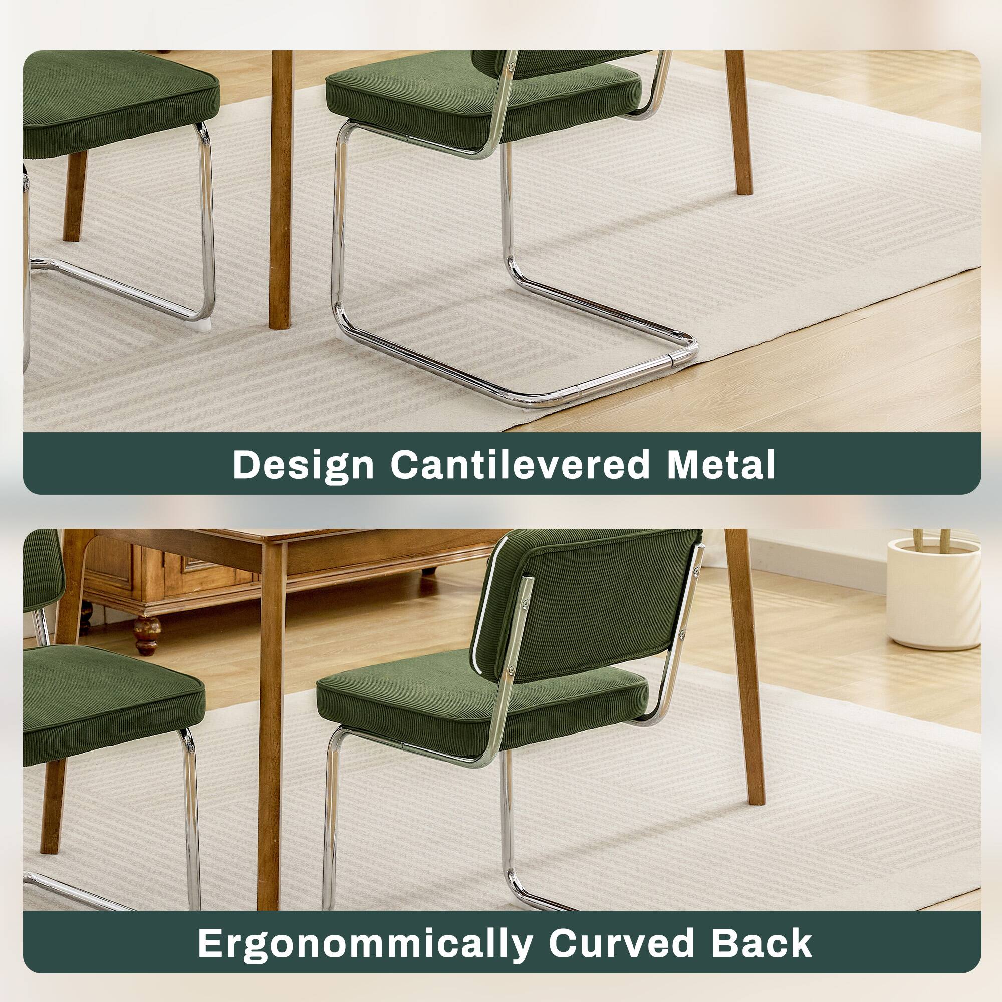 Design Cantilevered Metal  
Ergonomically Curved Back