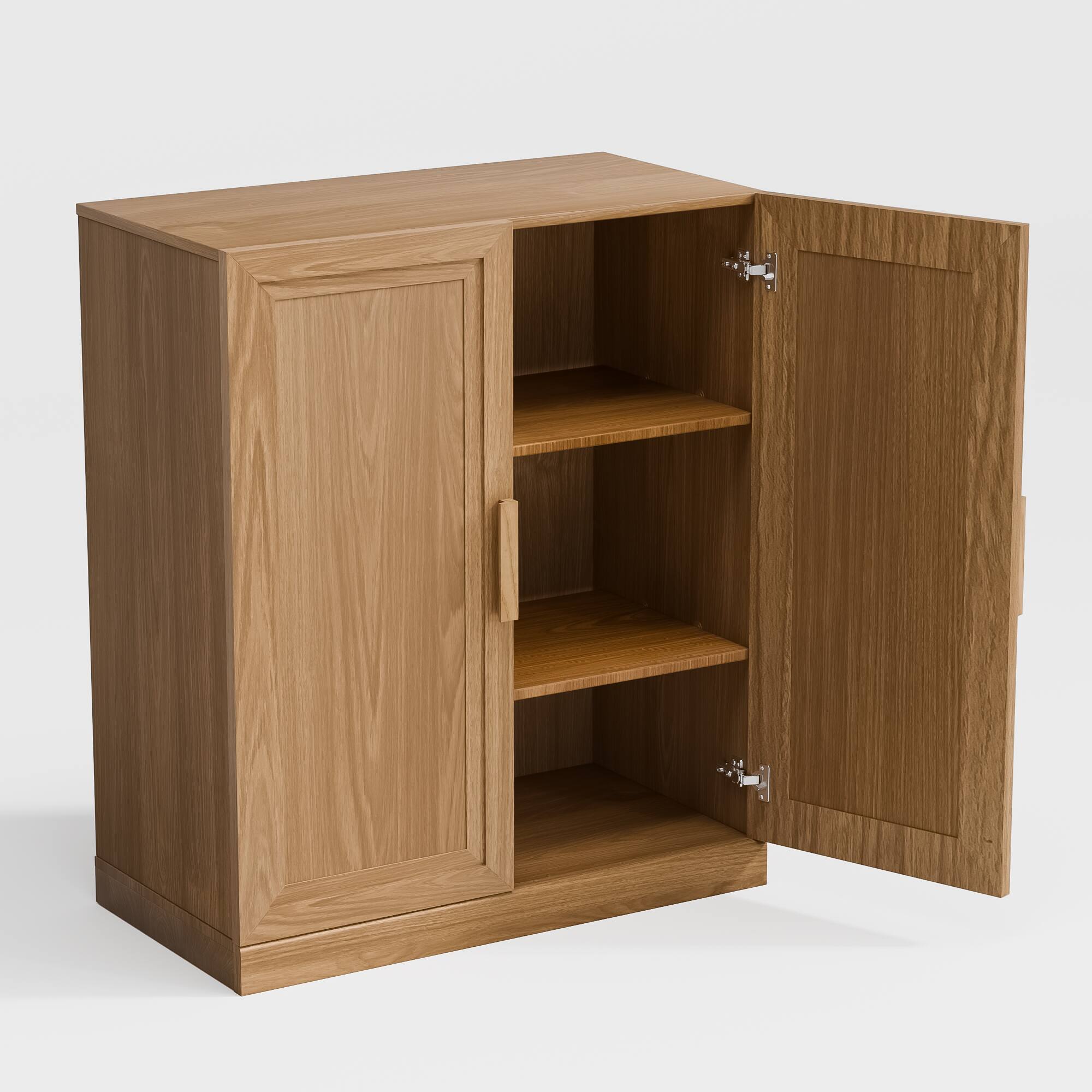 Left. PexFix - Farmhouse Buffet Sideboard, 36" Solid Wood Storage Cabinet with Scratch-Proof and Adjustable Shelves for Entryway - Natural.