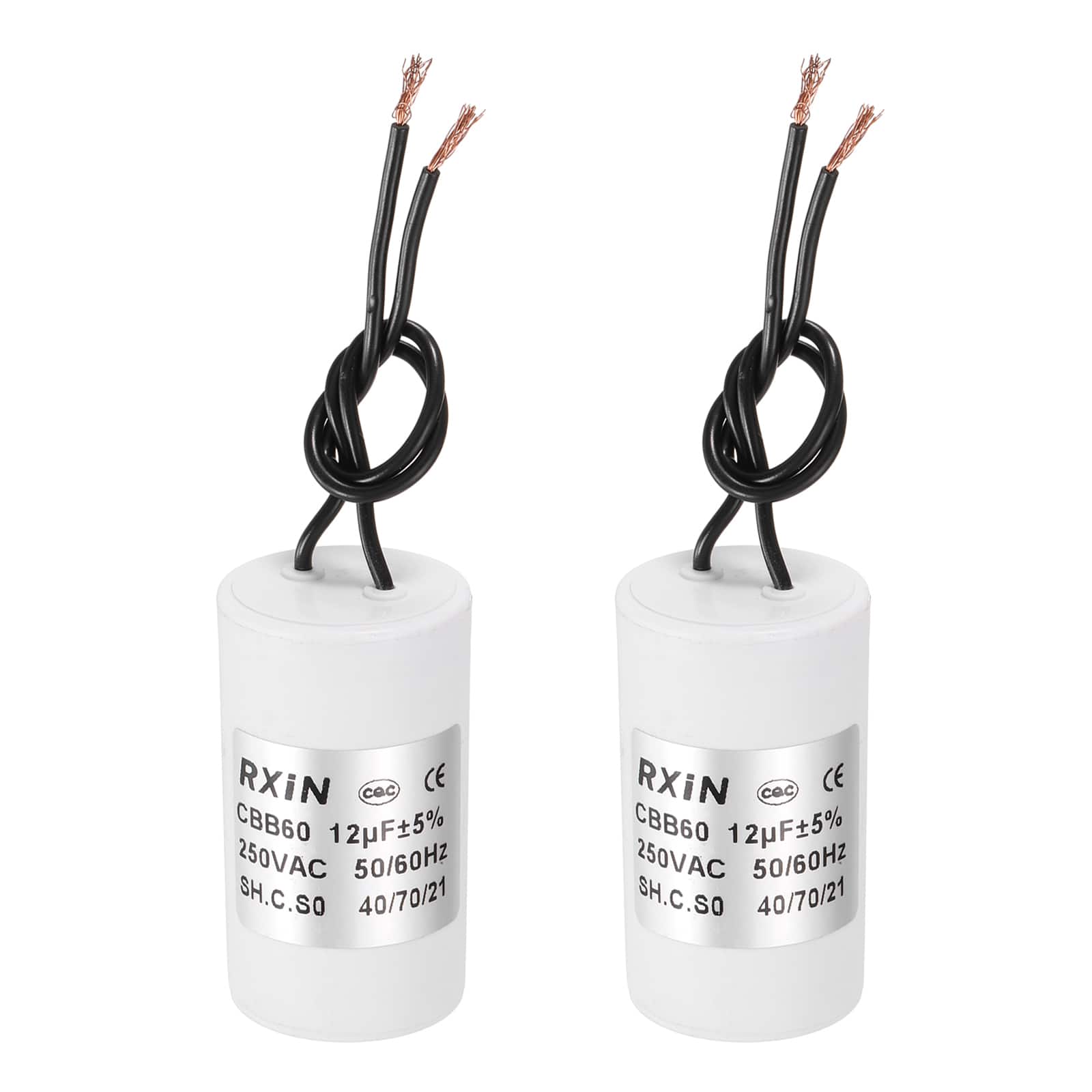 Unique Bargains - 2pcs 12uF CBB60 Running Capacitor, AC 250V Cylinder 2 Wire for Air Conditioner, Compressor, Washing Machine - White price history on PriceWatchPro
