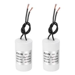 Unique Bargains - 2pcs 12uF CBB60 Running Capacitor, AC 250V Cylinder 2 Wire for Air Conditioner, Compressor, Washing Machine - White