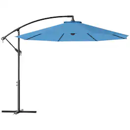 Outsunny - 10' Cantilever Hanging Tilt Offset Patio Umbrella with UV & Water Fighting Material and Cross Base - Blue