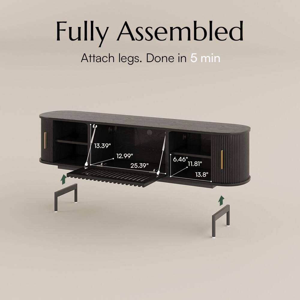 Fully Assembled  
Attach legs. Done in 5 min  

13.39"  
12.99"  
25.39"  
6.46"  
11.81"  
13.8"