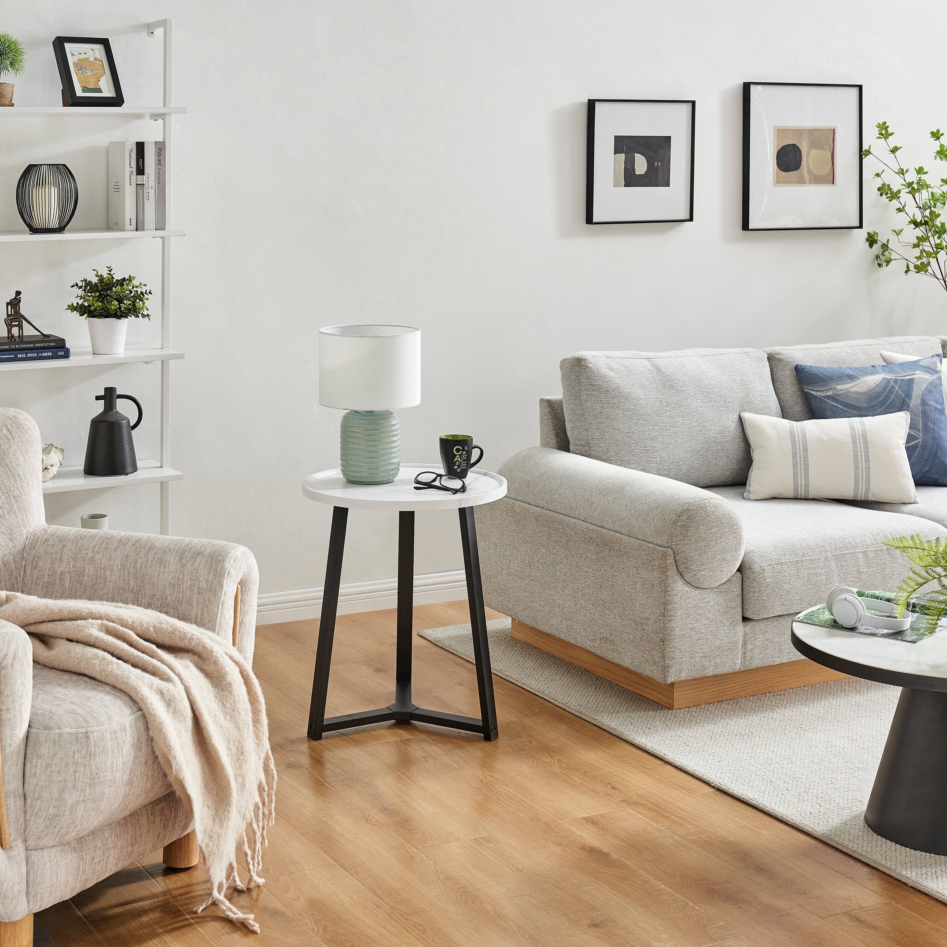 Alt View 5. Danya B - Harper Round Side Accent Table - White Marble/Black - White Marble/Black.